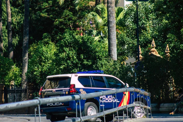 Sevilla España Julio 2021 Policía Patrulla Por Las Calles Sevilla — Foto de Stock