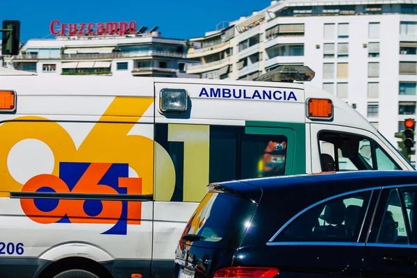 Seville Spain July 2021 Ambulance Driving Streets Seville Coronavirus Outbreak — Stok fotoğraf