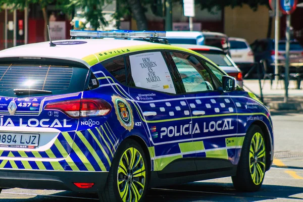 Севілья Іспанія Липня 2021 Року Місцева Поліція Патрулює Вулиці Севільї — стокове фото