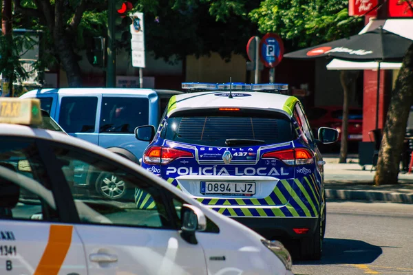 Sevilla España Julio 2021 Policía Local Patrulla Por Las Calles — Foto de Stock