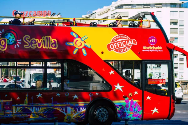 Sevilla Automatische Übersetzung Spanien Juli 2021 Touristenbus Fährt Durch Die — Stockfoto