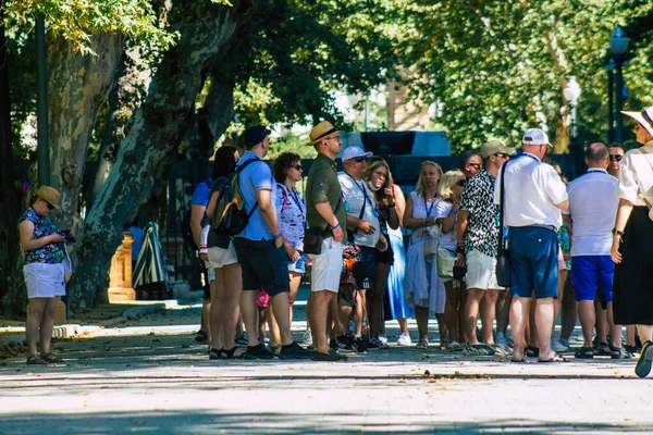 Séville Espagne Juillet 2021 Les Touristes Visitent Parc Maria Luisa — Photo