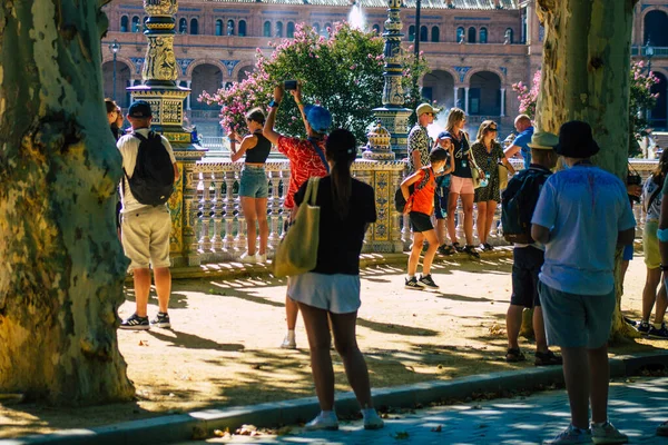 2021 Року Туристи Відвідують Парк Марія Луїса Перший Міський Парк — стокове фото