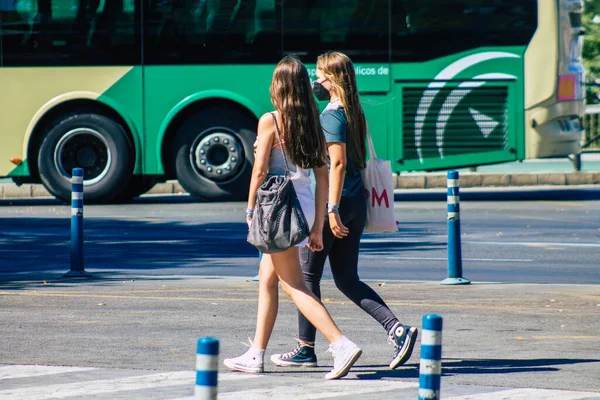 Sevilla Spanien Juli 2021 Fußgänger Die Während Des Coronavirus Ausbruchs — Stockfoto