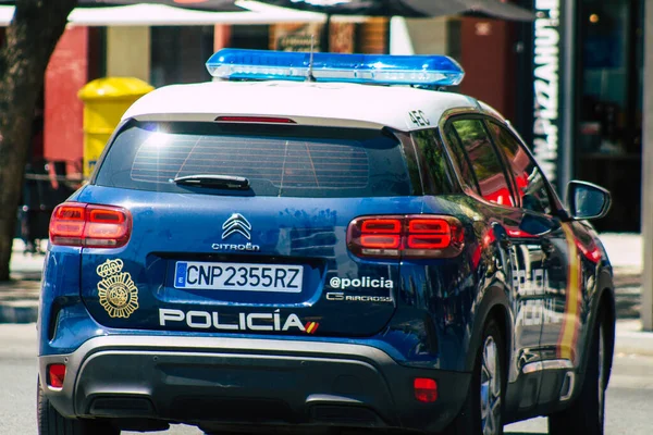 Seville Spain July 2021 Police Car Patrolling Streets Seville Emblematic — Stock Photo, Image