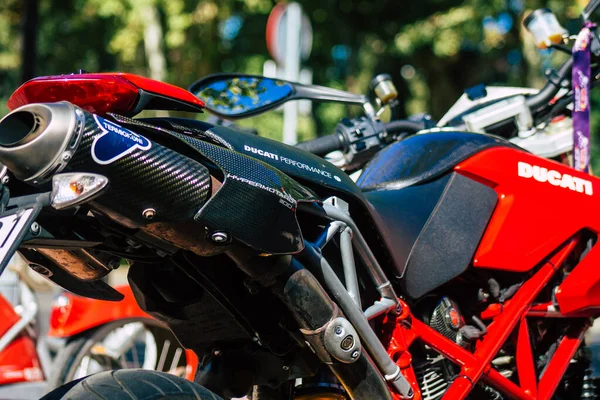 Seville Spain July 2021 Ducati Motorcycle Parked Streets Seville Emblematic — Stock Photo, Image