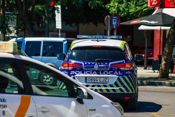 Séville Espagne Juillet 2021 Police Locale Patrouille Dans Les Rues — Photo