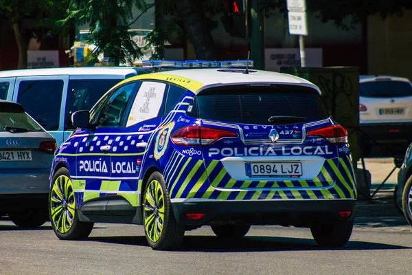 Σεβίλλη Ισπανία Ιουλίου 2021 Τοπική Αστυνομία Περιπολεί Στους Δρόμους Της — Φωτογραφία Αρχείου