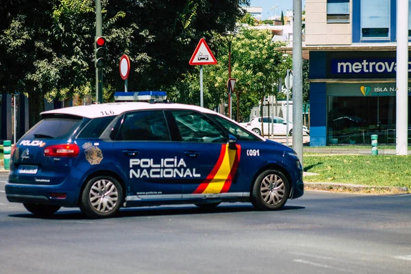 Sevilha Espanha Julho 2021 Carro Polícia Patrulhando Nas Ruas Sevilha — Fotografia de Stock