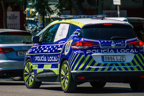 Севілья Іспанія Липня 2021 Року Місцева Поліція Патрулює Вулиці Севільї — стокове фото