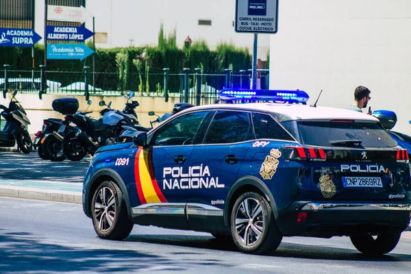 Sevilla Spanje Juli 2021 Politieauto Patrouilleert Straten Van Sevilla Een — Stockfoto