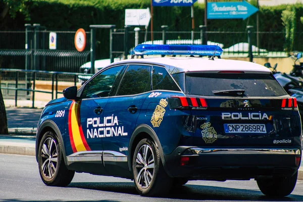 Sevilha Espanha Julho 2021 Carro Polícia Patrulhando Nas Ruas Sevilha — Fotografia de Stock