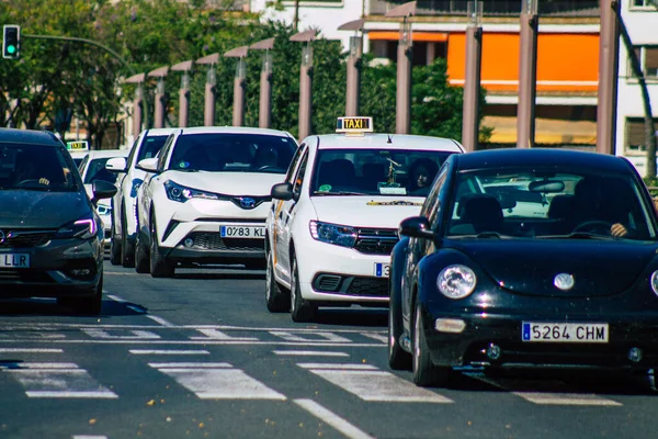 Seville Spain July 2021 Traffic Jam Streets Seville Emblematic City — Stock Photo, Image