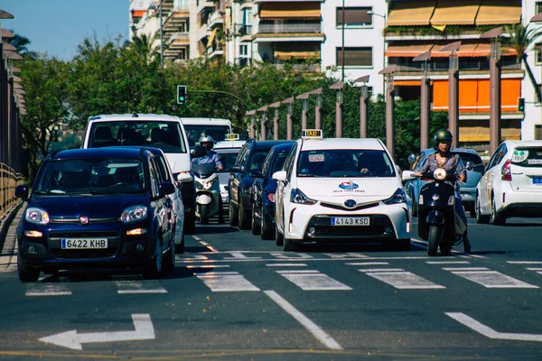 Seville Spain July 2021 Traffic Jam Streets Seville Emblematic City — Stock Photo, Image