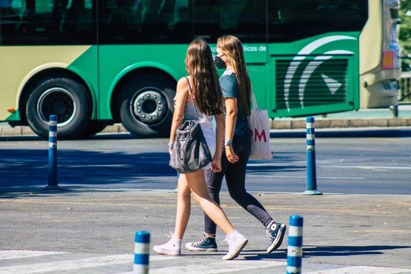 Sevilla Spanje Juli 2021 Voetgangers Die Tijdens Uitbraak Van Het — Stockfoto