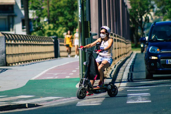 Seville Spain July 2021 People Rolling Electric Scooter Streets Seville — Stock Photo, Image