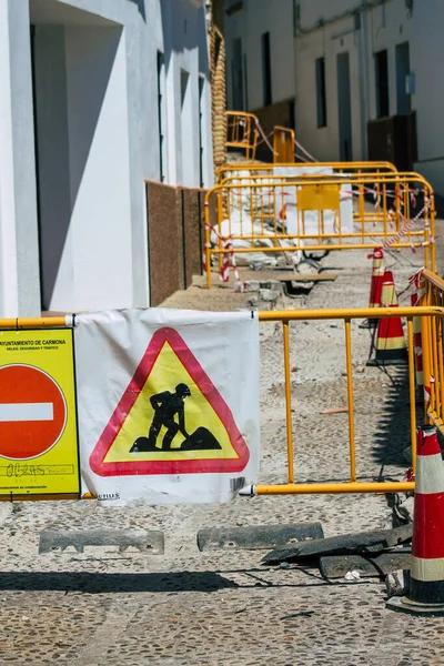 Carmona Spagna Luglio 2021 Lavori Pubblici Nelle Strade Carmona Riparare — Foto Stock