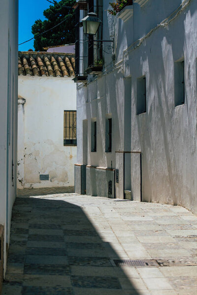 Carmona Spain July 14, 2021 Narrow street in town of Carmona called The Bright Star of Europe, the town shows a typical narrow and meandering Arabic layout which will transport you to a distant past