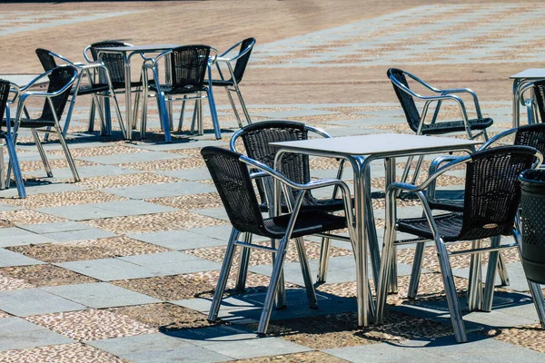 Carmona Spanien Juli 2021 Tisch Und Stühle Den Straßen Von — Stockfoto