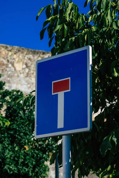 Carmona Spagna Luglio 2021 Segnaletica Stradale Eretta Lati Sopra Strade — Foto Stock