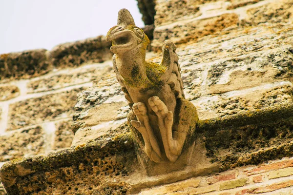 Carmona Spain July 2021 Closeup Gargoyle Exterior Facade Church Santa — Stock Photo, Image