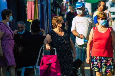 Carmona İspanya 19 Temmuz 2021 Coronavirus salgını sırasında İspanya 'da maske takmak zorunludur.
