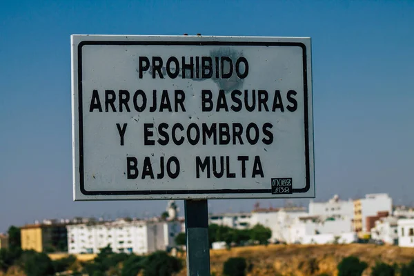 Carmona Spanje Juli 2021 Straatnaambord Verkeersbord Opgericht Aan Kant Van — Stockfoto