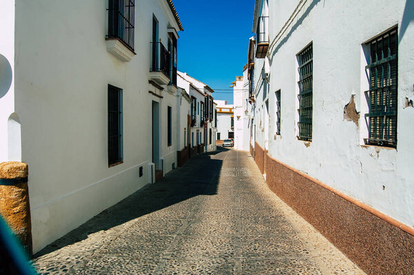 Carmona Spain July 18, 2021 Narrow street in town of Carmona called The Bright Star of Europe, the town shows a typical narrow and meandering Arabic layout