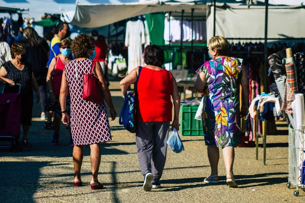 Carmona España Julio 2021 Identificados Españoles Con Mascarilla Mercado Local — Foto de Stock