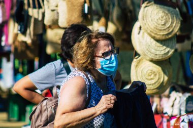 Carmona İspanya 19 Temmuz 2021 Coronavirus salgını sırasında İspanya 'da maske takmak zorunludur.