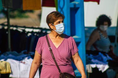 Carmona İspanya 19 Temmuz 2021 Coronavirus salgını sırasında İspanya 'da maske takmak zorunludur.