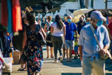 Carmona İspanya 19 Temmuz 2021 Coronavirus salgını sırasında İspanya 'da maske takmak zorunludur.