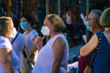 Carmona İspanya 19 Temmuz 2021 Coronavirus salgını sırasında İspanya 'da maske takmak zorunludur.