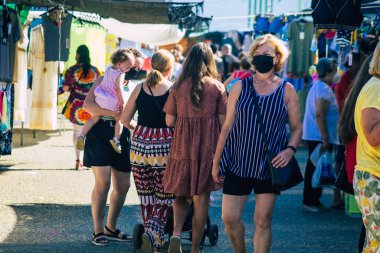 Carmona İspanya 19 Temmuz 2021 Coronavirus salgını sırasında İspanya 'da maske takmak zorunludur.