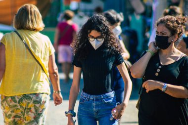 Carmona İspanya 19 Temmuz 2021 Coronavirus salgını sırasında İspanya 'da maske takmak zorunludur.