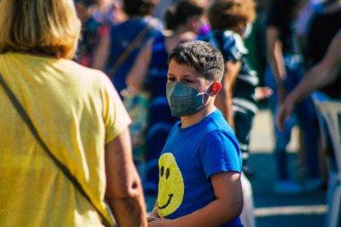 Carmona İspanya 19 Temmuz 2021 Coronavirus salgını sırasında İspanya 'da maske takmak zorunludur.