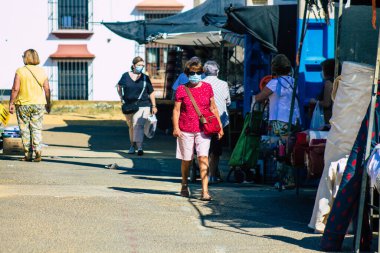 Carmona İspanya 19 Temmuz 2021 Coronavirus salgını sırasında İspanya 'da maske takmak zorunludur.