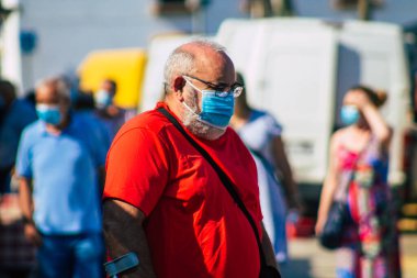 Carmona İspanya 19 Temmuz 2021 Coronavirus salgını sırasında İspanya 'da maske takmak zorunludur.