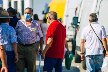 Carmona İspanya 19 Temmuz 2021 Coronavirus salgını sırasında İspanya 'da maske takmak zorunludur.