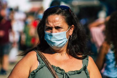 Carmona İspanya 19 Temmuz 2021 Coronavirus salgını sırasında İspanya 'da maske takmak zorunludur.