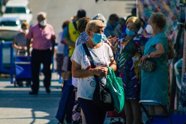 Carmona İspanya 19 Temmuz 2021 Coronavirus salgını sırasında İspanya 'da maske takmak zorunludur.