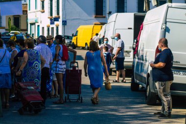 Carmona İspanya 19 Temmuz 2021 Coronavirus salgını sırasında İspanya 'da maske takmak zorunludur.