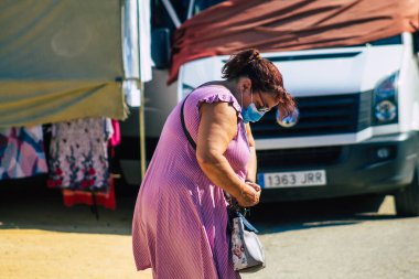Carmona İspanya 19 Temmuz 2021 Coronavirus salgını sırasında İspanya 'da maske takmak zorunludur.