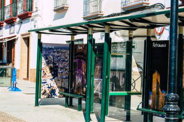 Carmona İspanya 18 Temmuz 2021 Carmona otobüs durağı, her gün Carmona ve Seville arasında 124 numaralı otobüs durağı