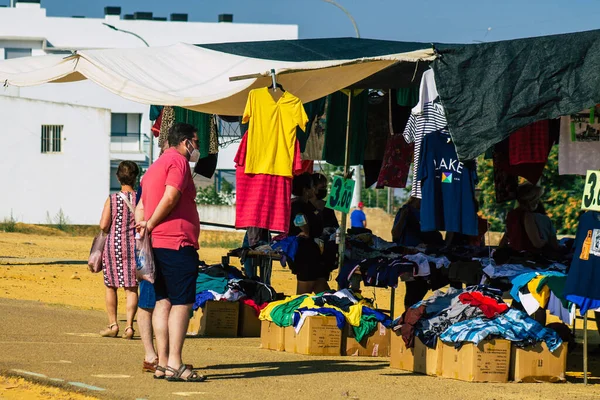 Carmona España Julio 2021 Identificados Españoles Con Mascarilla Mercado Local — Foto de Stock