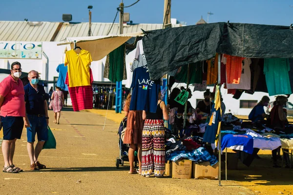 Carmona España Julio 2021 Identificados Españoles Con Mascarilla Mercado Local — Foto de Stock