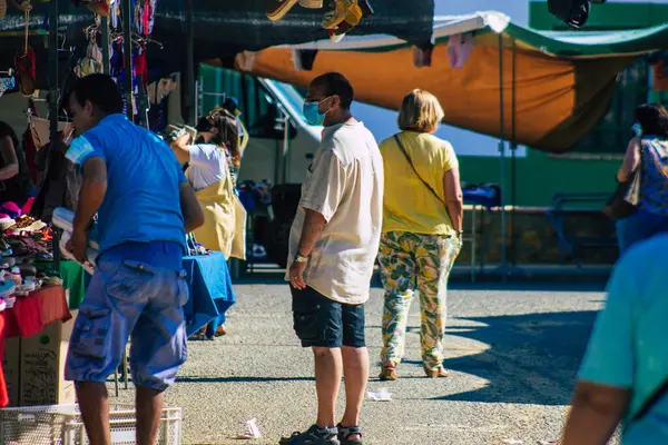 Carmona Španělsko Červenec 2021 Neidentifikovaní Španělé Obličejovou Maskou Nakupování Místním — Stock fotografie