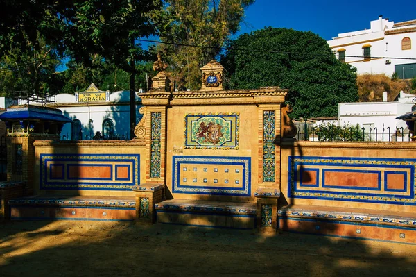 Carmona Spain July 2021 Alameda Alfonso Xiii Fountain Lions Located — Stock Photo, Image