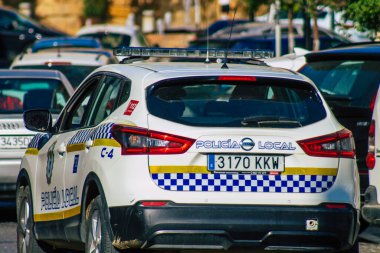 Carmona İspanya 20 Temmuz 2021 Coronavirus salgını sırasında İspanya 'da devriye gezen yerel polis