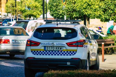 Carmona İspanya 20 Temmuz 2021 Coronavirus salgını sırasında İspanya 'da devriye gezen yerel polis